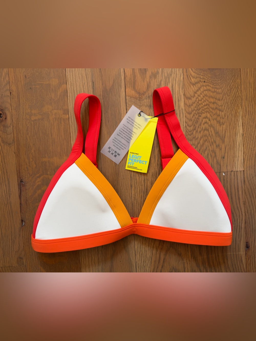 NWT OneOne women’s bikini Colorblock - White, Orange & Red